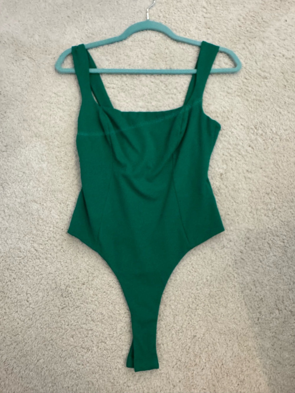 Astr Green Square-Neck Bodysuit